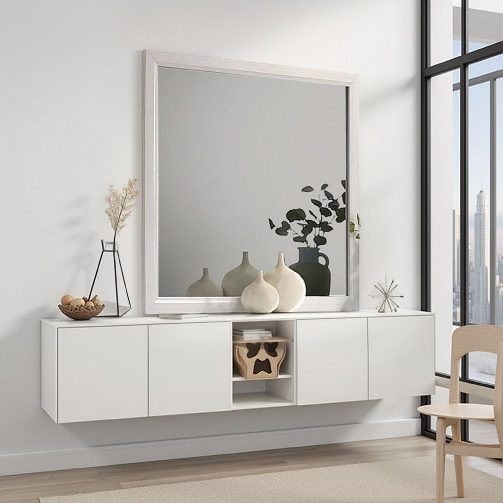 Erica Dresser Vanity Mirror, 39 Inch Contemporary Gray Wood Frame