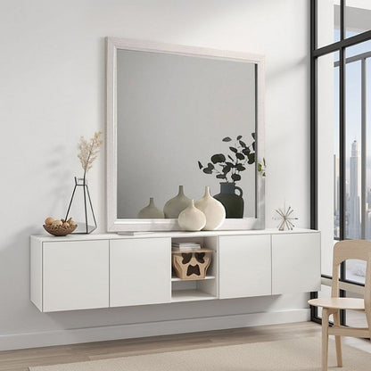 Erica Dresser Vanity Mirror, 39 Inch Contemporary Gray Wood Frame