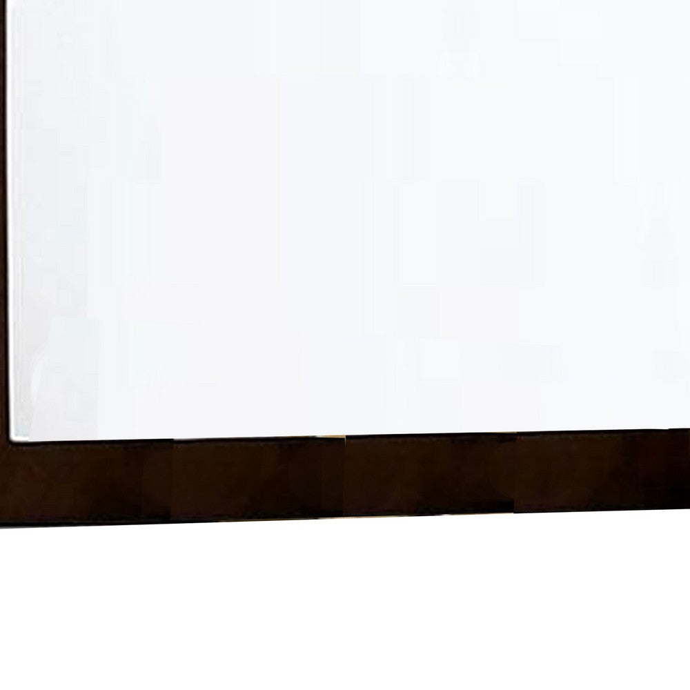 Ryla Dresser Mirror, 38 Inch Square, Dark Cherry Brown Solid Wood