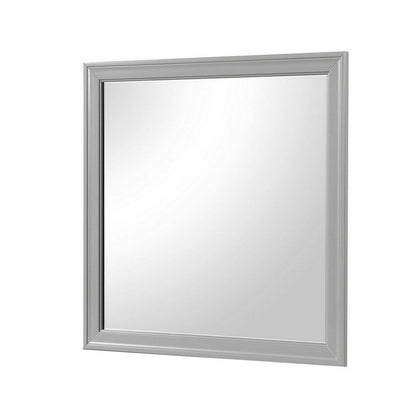 Ryla Dresser Mirror, 38 Inch Square Frame, Farmhouse Gray Solid Wood