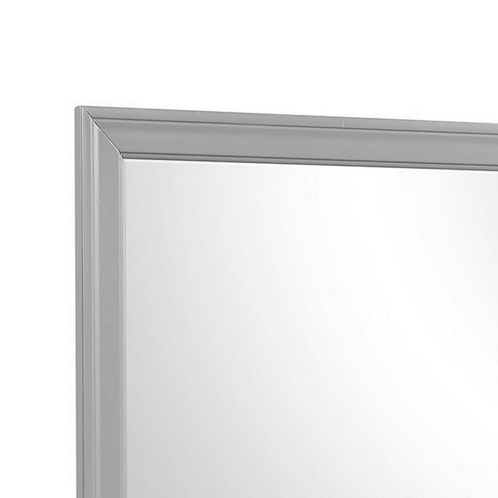 Ryla Dresser Mirror, 38 Inch Square Frame, Farmhouse Gray Solid Wood
