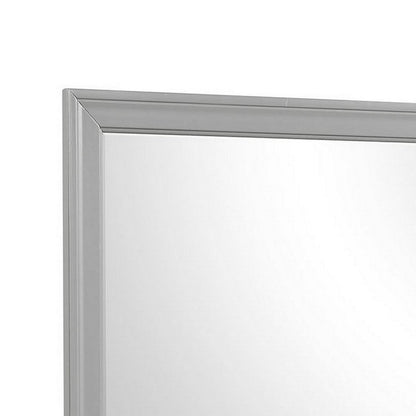 Ryla Dresser Mirror, 38 Inch Square Frame, Farmhouse Gray Solid Wood
