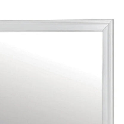 Ryla Dresser Vanity Mirror, 38 Inch Square Frame, White Solid Wood