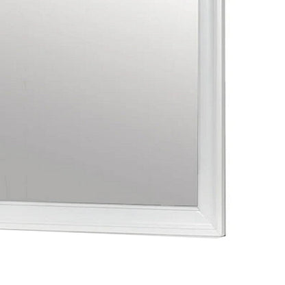 Ryla Dresser Vanity Mirror, 38 Inch Square Frame, White Solid Wood