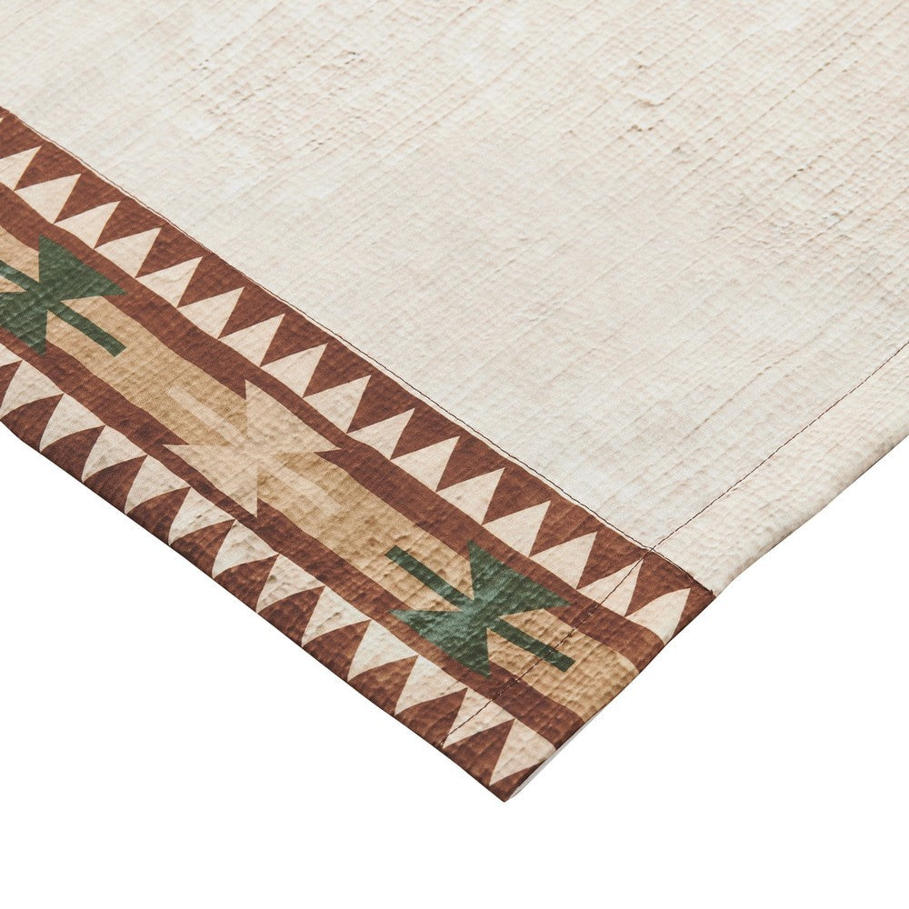 Kip 2 Panels Curtain Set, Microfiber, Green and Beige Mountain Scenery