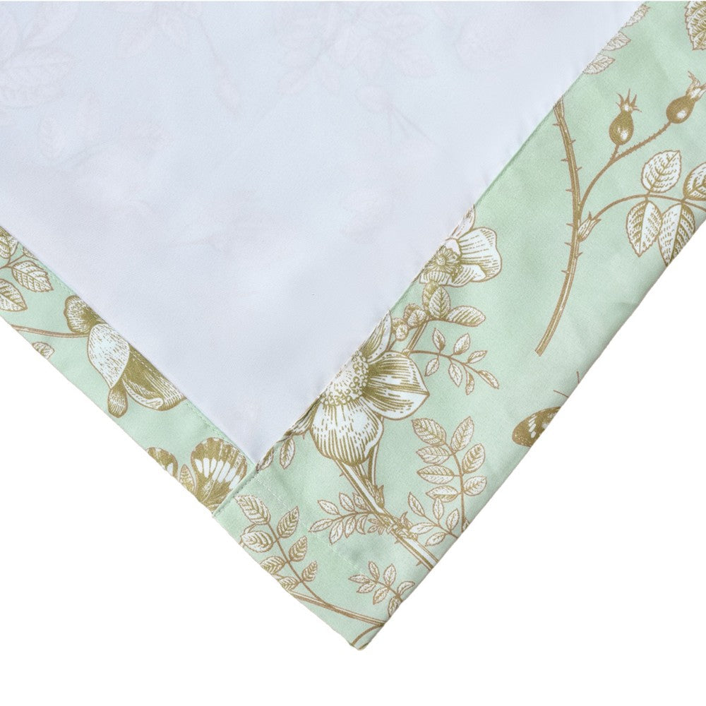 Vola 2 Panel Curtain Set, Light Mint Green Microfiber, Floral Pattern
