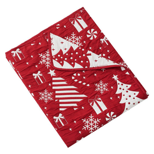 Daru Throw Blanket, 50x60, Christmas Theme, Red and White Polyester