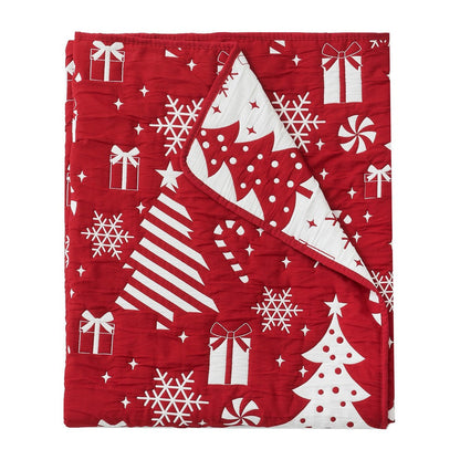 Daru Throw Blanket, 50x60, Christmas Theme, Red and White Polyester
