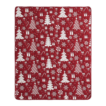 Daru Throw Blanket, 50x60, Christmas Theme, Red and White Polyester