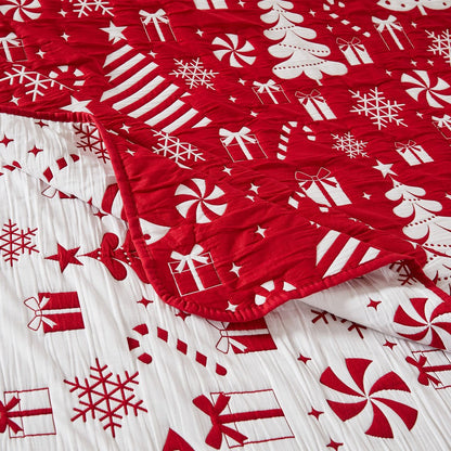 Daru Throw Blanket, 50x60, Christmas Theme, Red and White Polyester