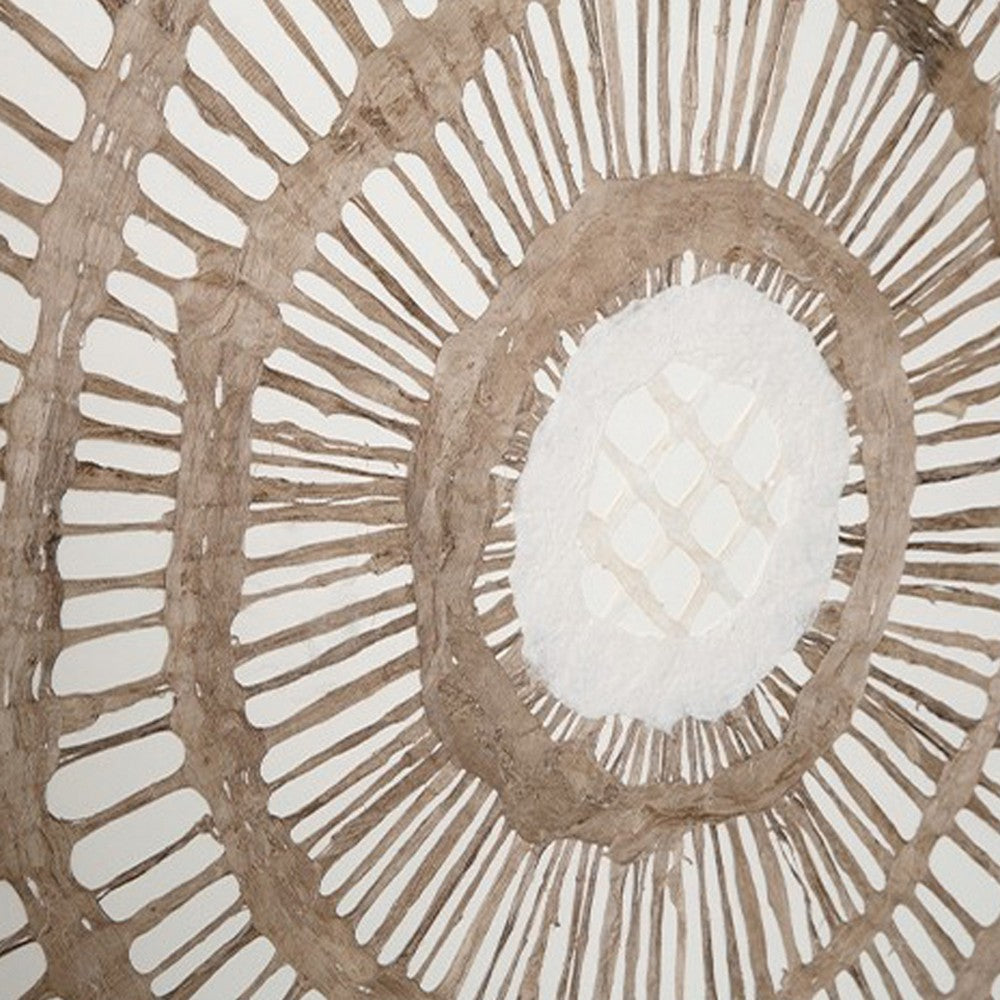 Wall Decor, Craft Paper Circle Framed Art, Brown White, 38x38 Square