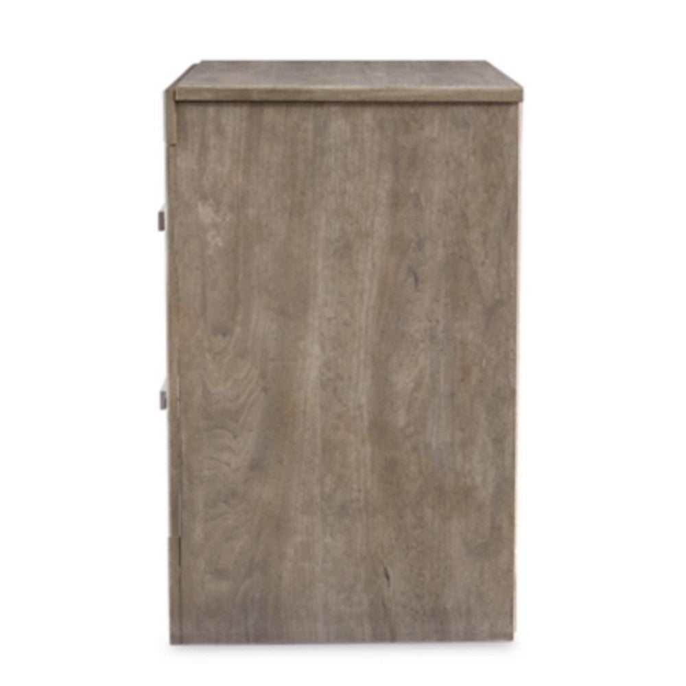 Kulv Nightstand, 2 Storage Drawers, 24 Inch Modern Taupe Gray Laminate