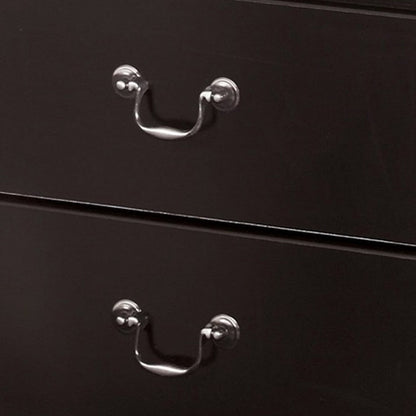 Yara Nightstand, Classic Black, 25 Inch, 2 Drawers, Pewter Handles