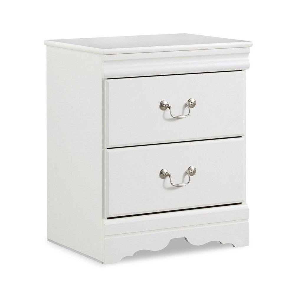 Roso Wide Dresser, Classic White, 25 Inch, 2 Drawers, Pewter Handles