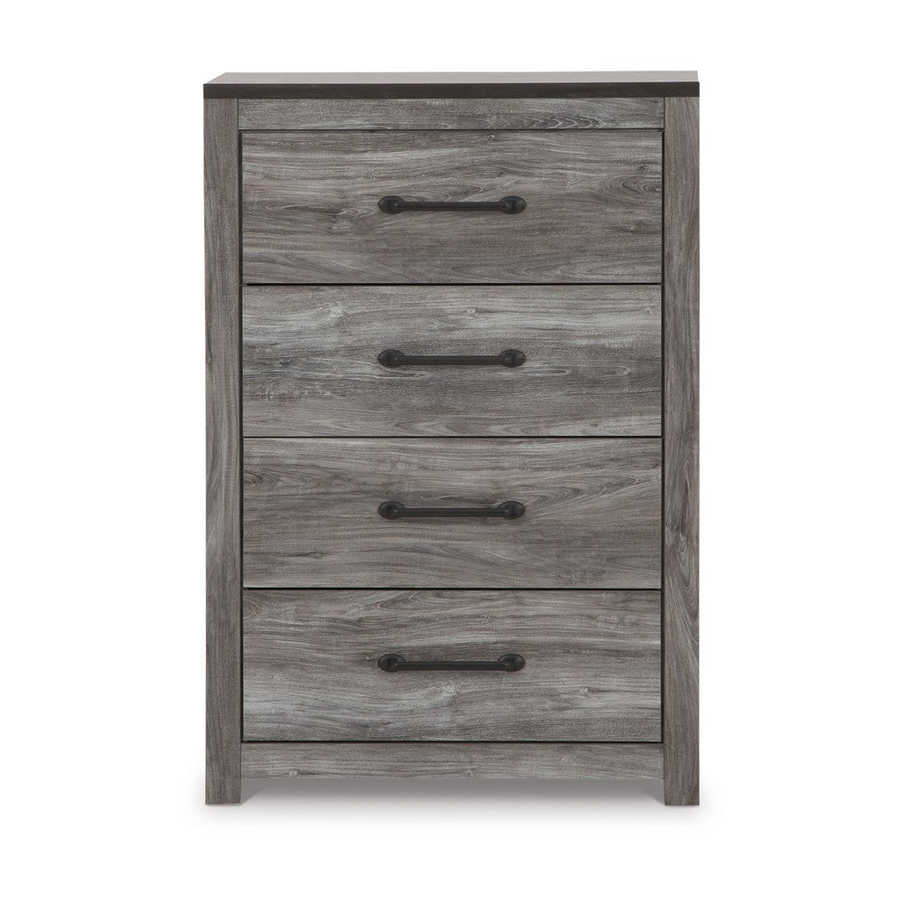 Bono Tall Dresser Chest, 4 Storage Drawers, Wood Grain Gray Finish