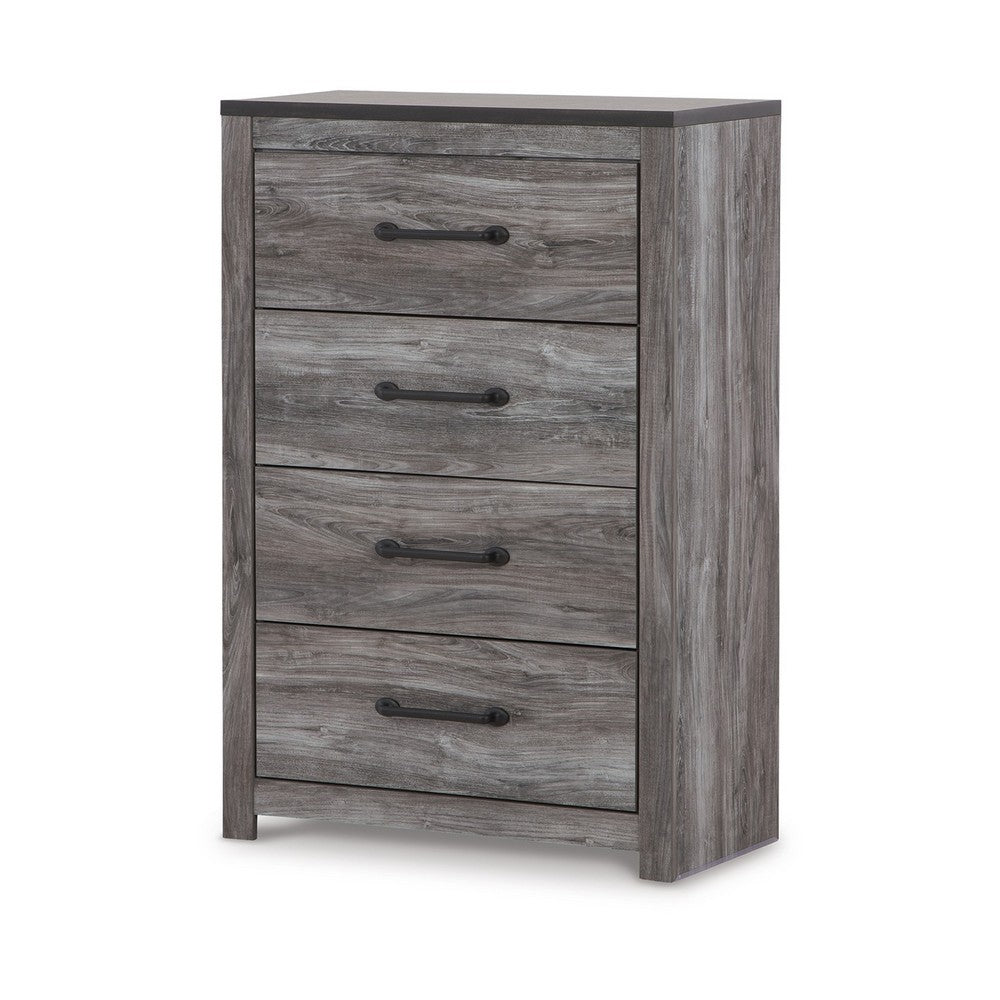 Bono Tall Dresser Chest, 4 Storage Drawers, Wood Grain Gray Finish