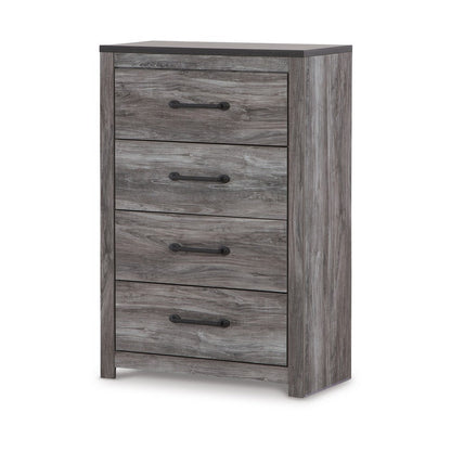 Bono Tall Dresser Chest, 4 Storage Drawers, Wood Grain Gray Finish