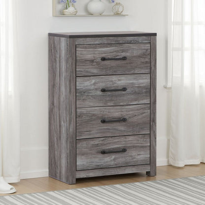 Bono Tall Dresser Chest, 4 Storage Drawers, Wood Grain Gray Finish