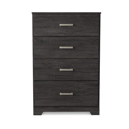 Cyme Tall Dresser Chest, 4 Drawer, Modern Dark Charcoal Brown Laminate