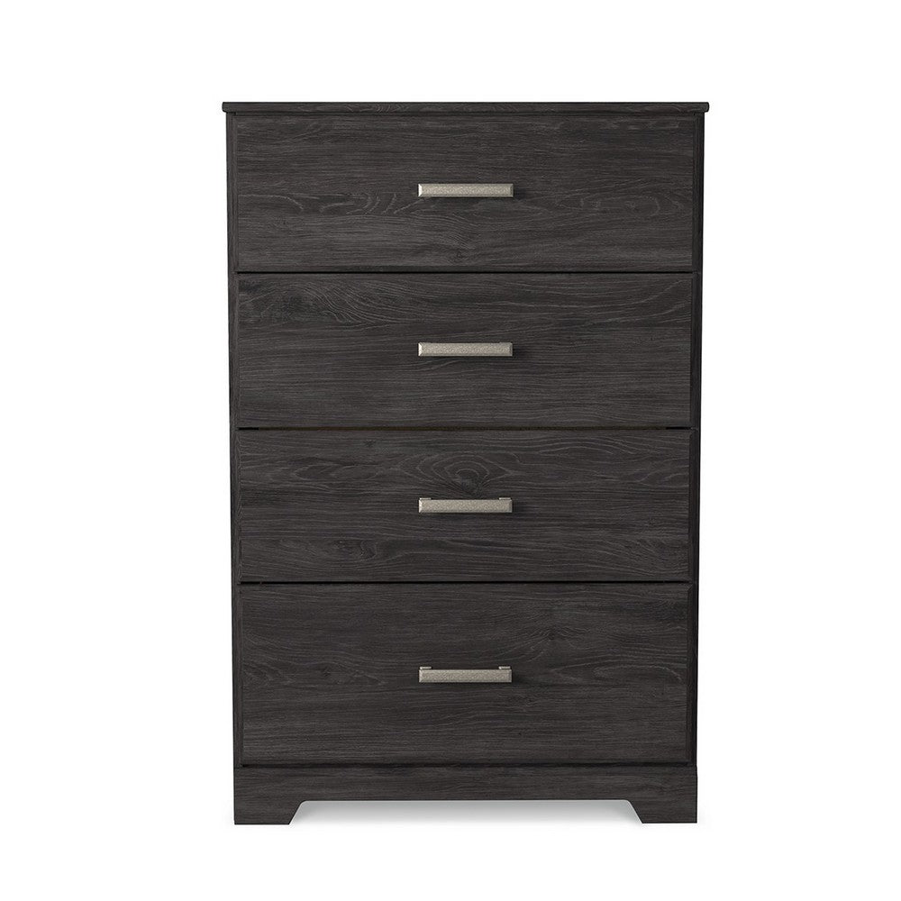 Cyme Tall Dresser Chest, 4 Drawer, Modern Dark Charcoal Brown Laminate