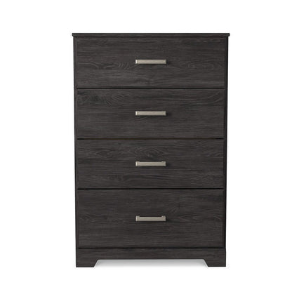 Cyme Tall Dresser Chest, 4 Drawer, Modern Dark Charcoal Brown Laminate
