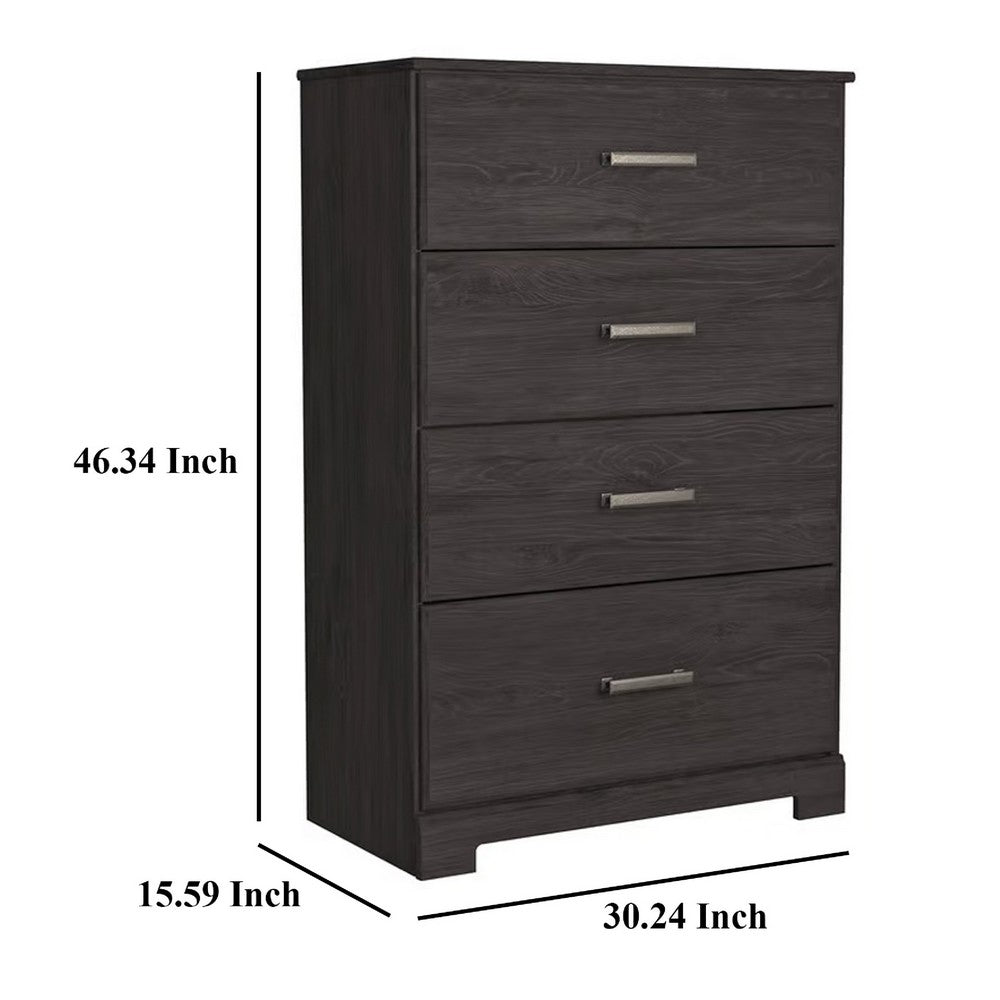 Cyme Tall Dresser Chest, 4 Drawer, Modern Dark Charcoal Brown Laminate