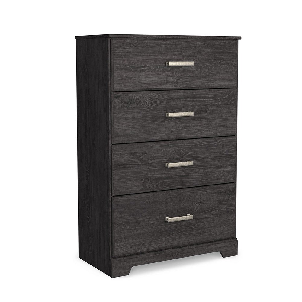 Cyme Tall Dresser Chest, 4 Drawer, Modern Dark Charcoal Brown Laminate