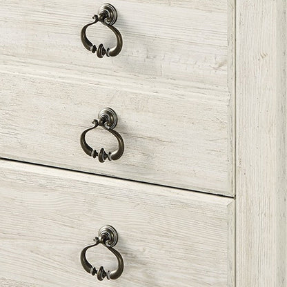 Isla Nightstand, 2 Drawers, 2 USB, Brown Wood Top, Rustic Whitewash