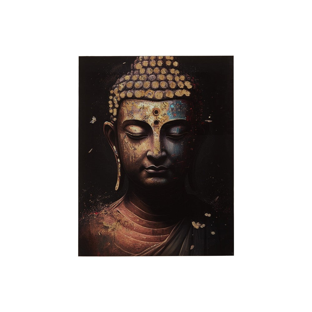 Accent Wall Art Decor, Printed Glass 36x48 Meditating Buddha, Black