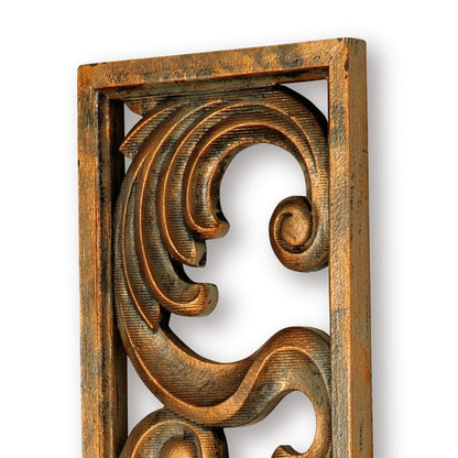 Accent Wall Decoration, Classic Scrolled Design 10x42 Gold Tone Finish