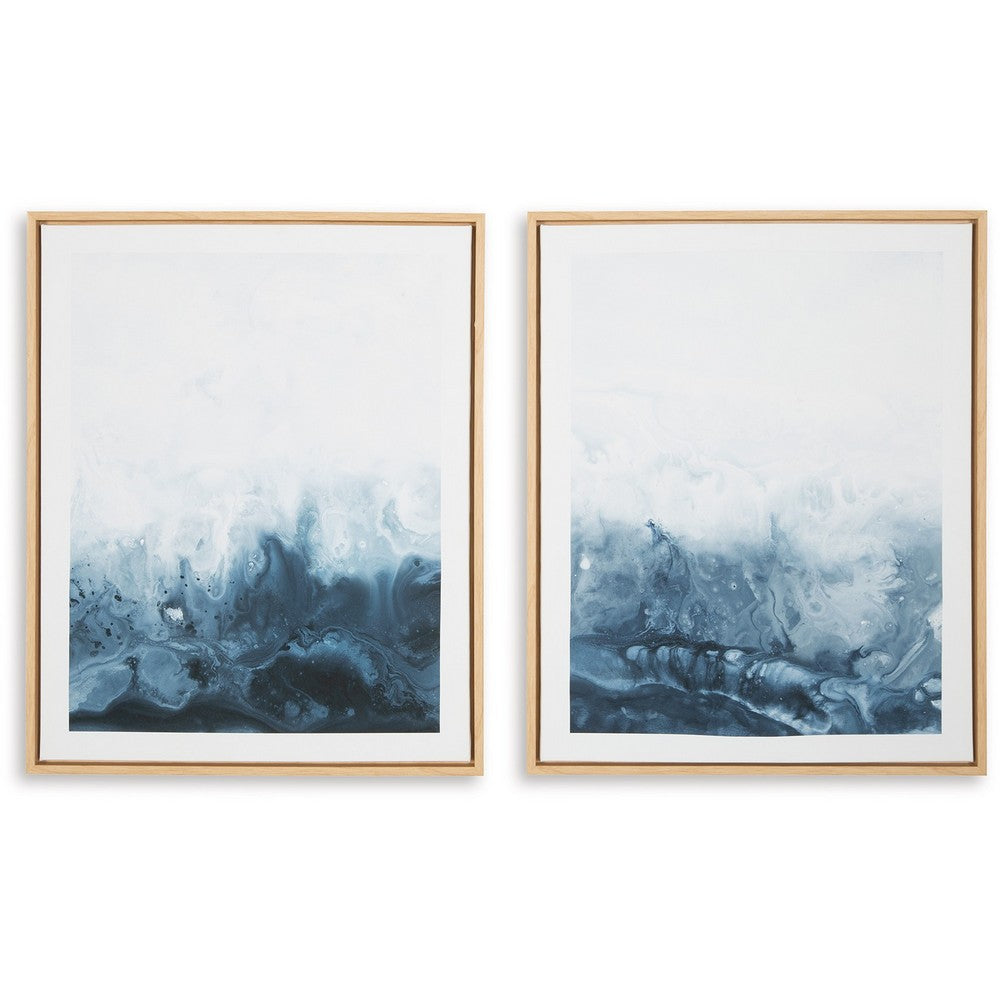 Holine 2 Piece Wall Art Set, 24x30, Blue and White Abstract Canvas