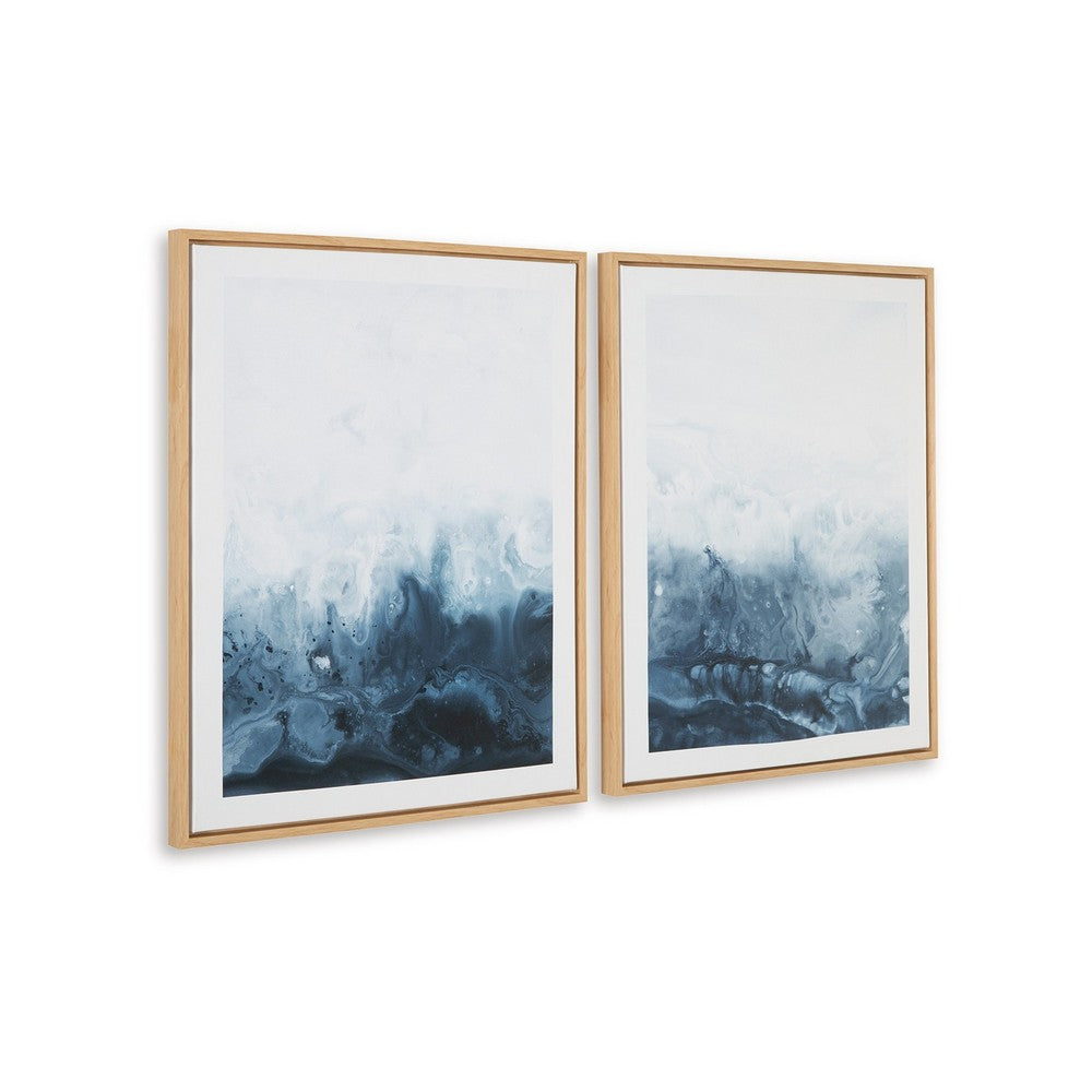 Holine 2 Piece Wall Art Set, 24x30, Blue and White Abstract Canvas