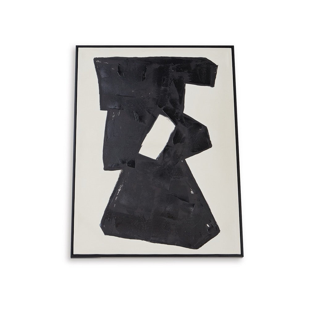 Garcy Wall Art Painting, 30x40, Black and Cream Framed Abstract Decor