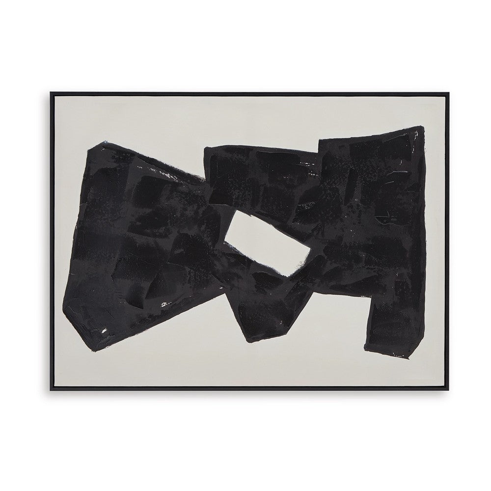 Garcy Wall Art Painting, 30x40, Black and Cream Framed Abstract Decor