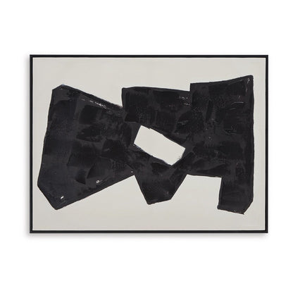Garcy Wall Art Painting, 30x40, Black and Cream Framed Abstract Decor