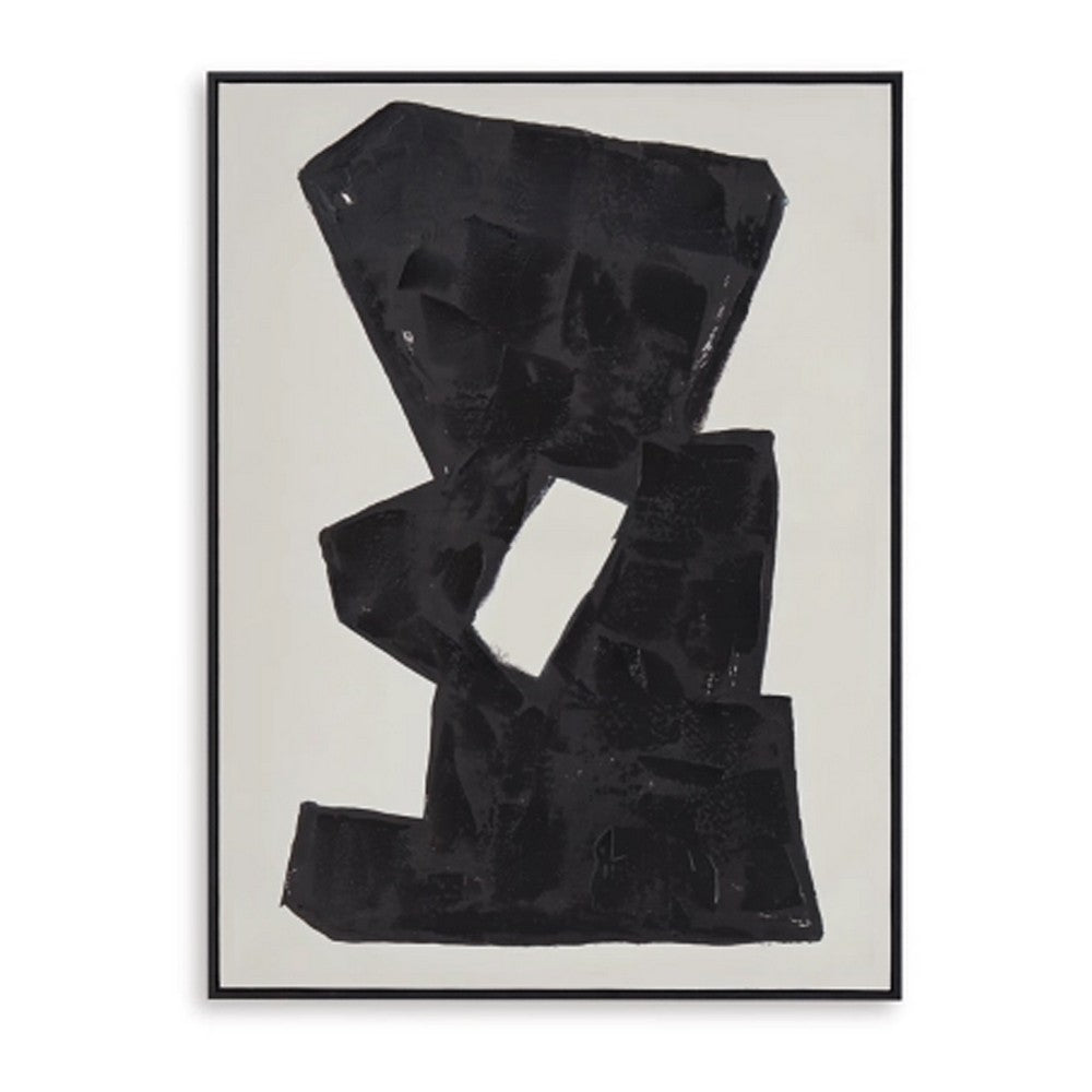 Garcy Wall Art Painting, 30x40, Black and Cream Framed Abstract Decor