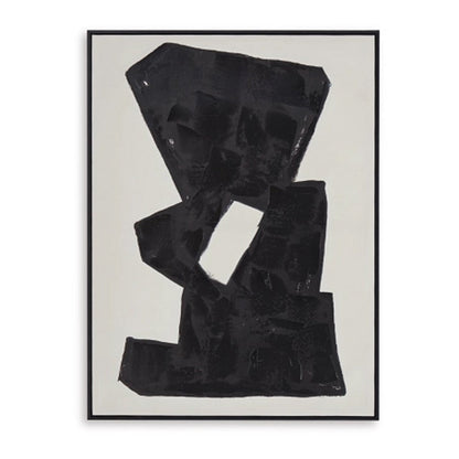 Garcy Wall Art Painting, 30x40, Black and Cream Framed Abstract Decor