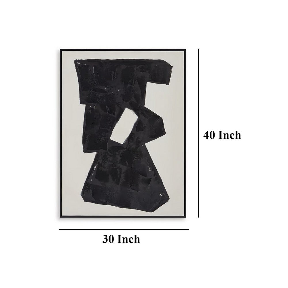 Garcy Wall Art Painting, 30x40, Black and Cream Framed Abstract Decor