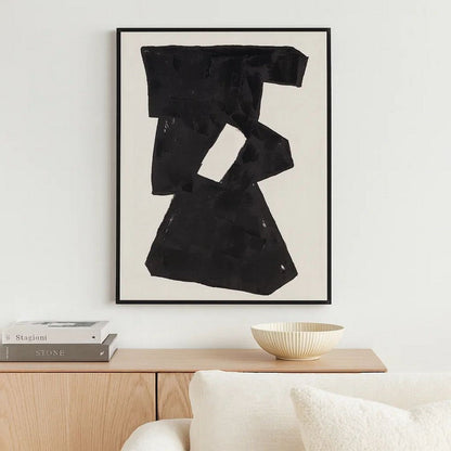 Garcy Wall Art Painting, 30x40, Black and Cream Framed Abstract Decor