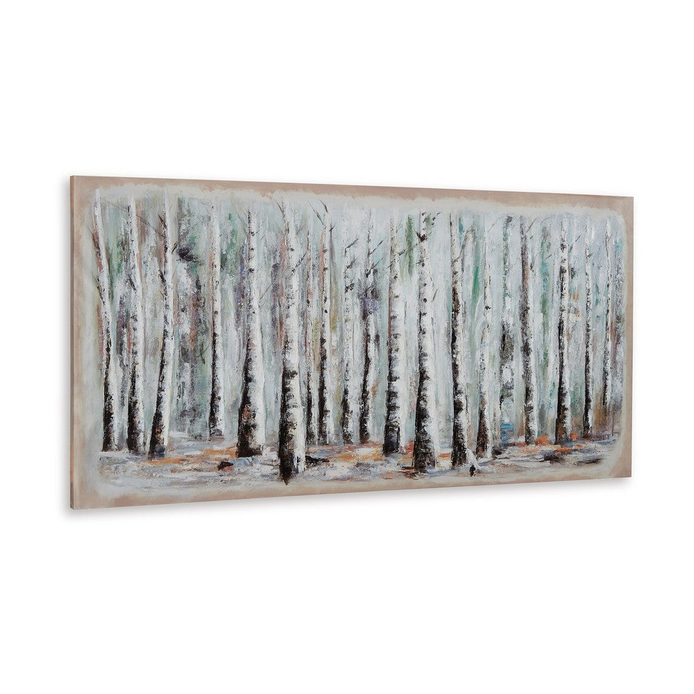 Alp Treescape Wall Art, 30x60, Multi-Colored Hand Painted Canvas