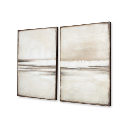 Dune 2 Piece Wall Art Set, 24x35, Tan, Brown Hand Painted Canvas