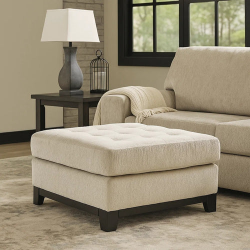 Maxo Accent Ottoman, 36 Inch Square, Soft Tufted Rich Blue Polyester