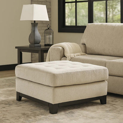 Maxo Accent Ottoman, 36 Inch Square, Soft Tufted Rich Blue Polyester