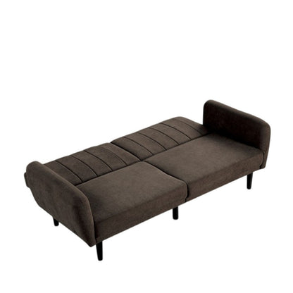 Arz Fold Out Futon Sofa Bed, Dark Brown, Retro Channel Tufted Back