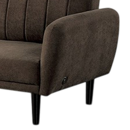 Arz Fold Out Futon Sofa Bed, Dark Brown, Retro Channel Tufted Back