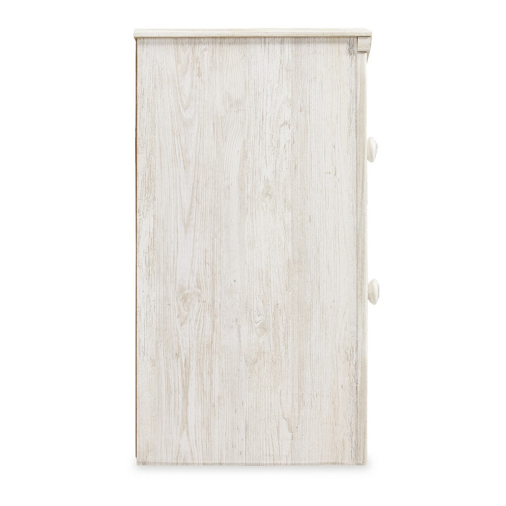 Paxy Nightstand, 2 Drawers, 2 USB Ports, Laminate Whitewash Finish