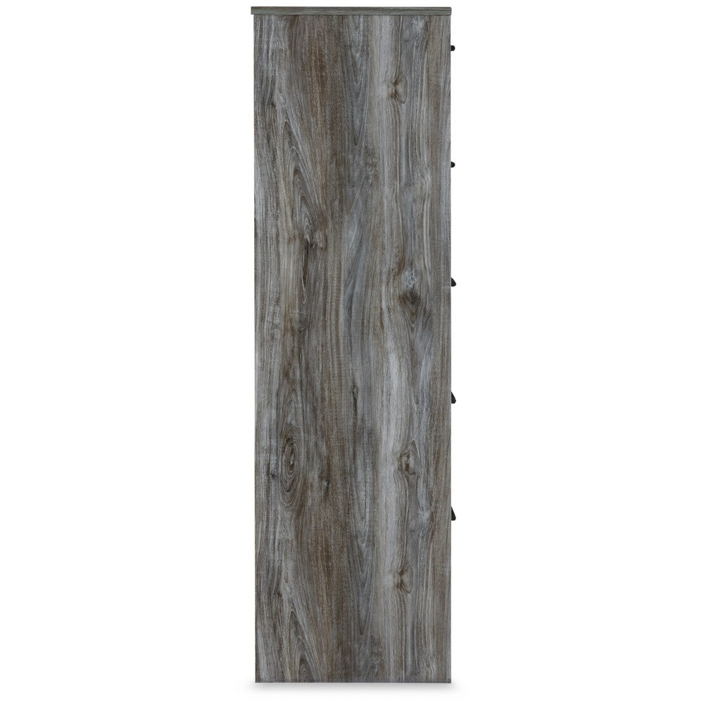 Bays Tall Dresser Chest, 5 Drawers, Modern Rustic Laminate Smoky Gray