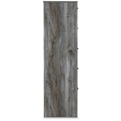 Bays Tall Dresser Chest, 5 Drawers, Modern Rustic Laminate Smoky Gray