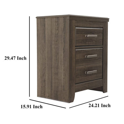 Rye Nightstand with 2 Drawers, Modern Classic Laminate Dark Brown