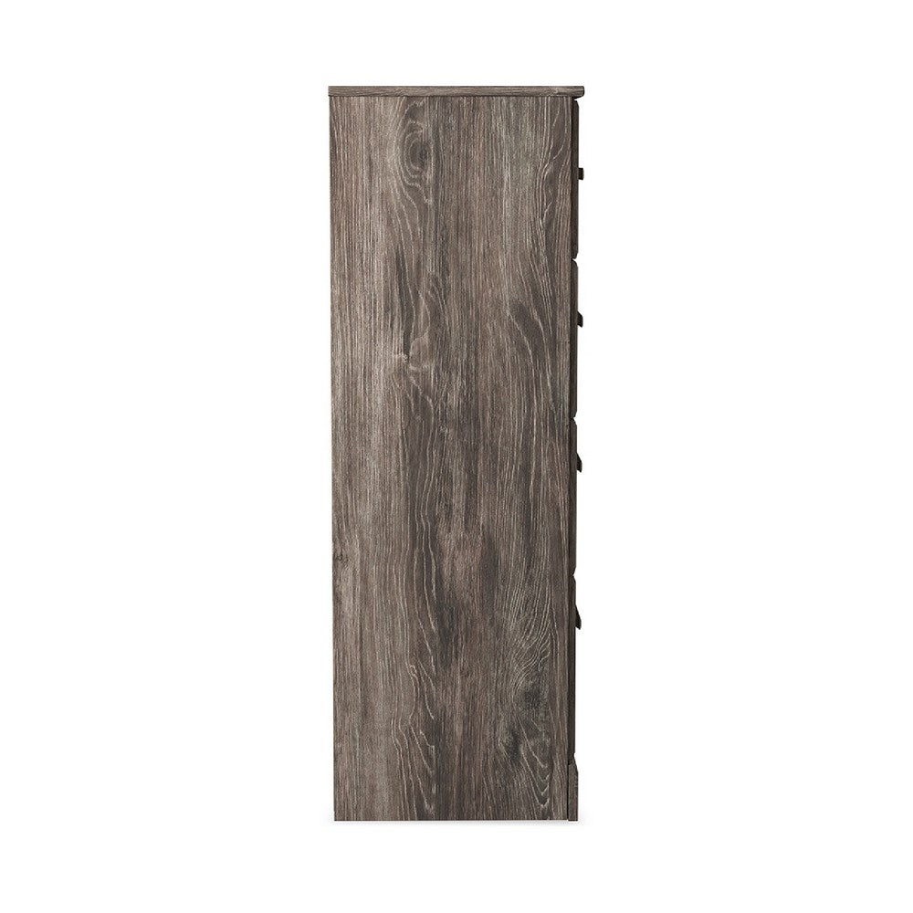 Isnk Tall Dresser Chest, 4 Drawers, Modern Farmhouse Laminate Gray Oak